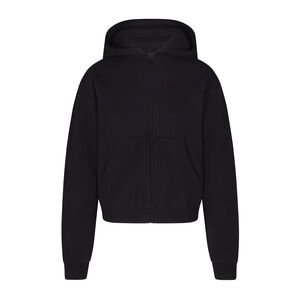 SKIMS Cotton Fleece Zip Up Black Hoodie Jacket